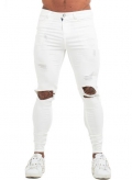 3760 White Distressed Knee Out Skinny Stretch Jeans