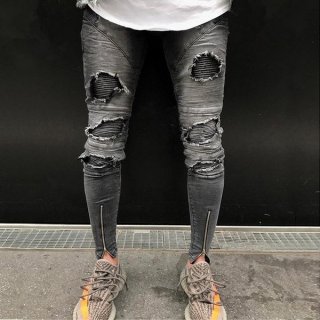 Burnt Grey Ripped Skinny Ankle Zipper Jeans Burnt Grey Ripped Skinny Ankle Zipper Jeans