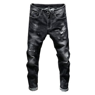 Distressed Ripped Skinny Tapered Jeans - Black Distressed Ripped Skinny Tapered Jeans - Black