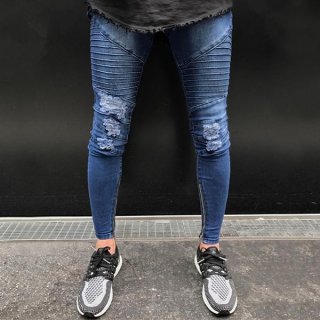 Blue Skinny Ripped Ankle Zipper Jeans Blue Skinny Ripped Ankle Zipper Jeans