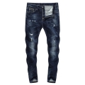 Skinny Ripped Tapered Jeans - Dark Blue Skinny Ripped Tapered Jeans - Dark Blue