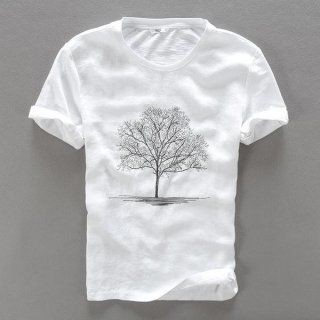 Luxury Linen Embroidered Tree T-Shirt Luxury Linen Embroidered Tree T-Shirt