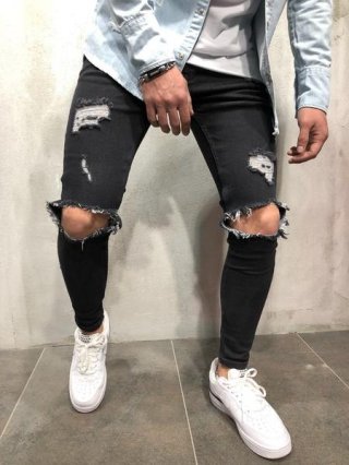 Black Ripped Knee Out Skinny Jeans