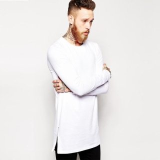 Longline Long Sleeve T-Shirt With Side Zippers - 2 Colors Longline Long Sleeve T-Shirt With Side Zippers - 2 Colors