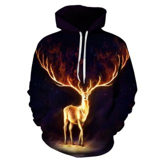 'Wildfire Deer' 3D Print Hoodie 'Wildfire Deer' 3D Print Hoodie