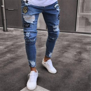 Bleached Ripped & Frayed Patchwork Skinny Jeans Bleached Ripped & Frayed Patchwork Skinny Jeans