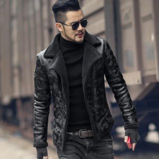 Padrone Luxury Leather Lamb Wool Jacket