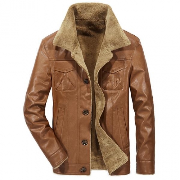 Luxury Leather Fleece Fur Jacket