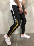 Black Skinny Side Stripe Paint Print Jeans