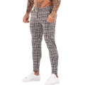 3101 Plaid Pattern Skinny Fit Chinos