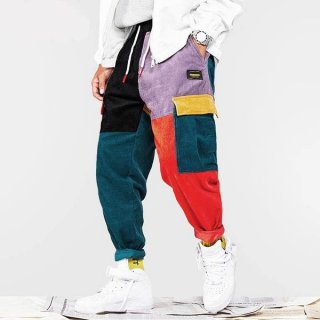Vintage Color Block Corduroy Harem Pants