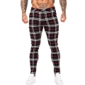 3104 Plaid Pattern Skinny Fit Chinos