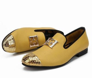 Luxury Handcrafted Gold Metal Toe Loafers Luxury Handcrafted Gold Metal Toe Loafers