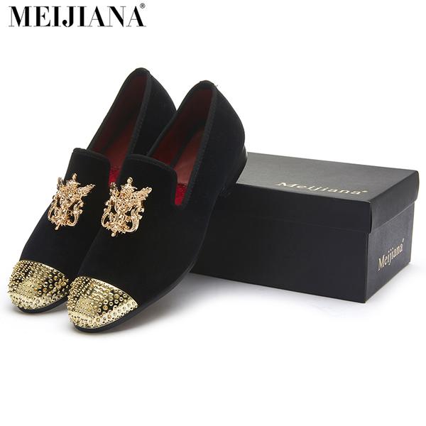 Luxury Handmade Rivet Metal Toe Leather Moccasins - 2 Colors
