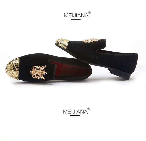 Luxury Handmade Rivet Metal Toe Leather Moccasins - 2 Colors