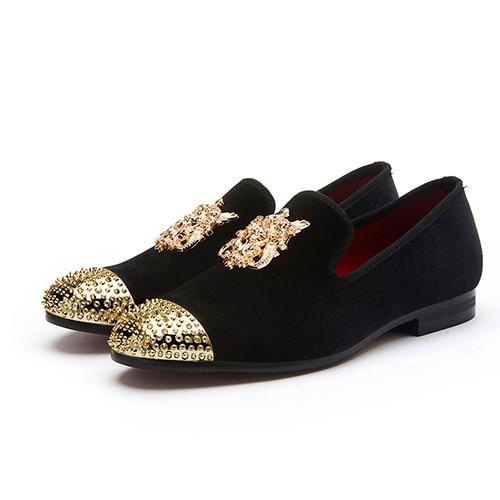 Luxury Handmade Rivet Metal Toe Leather Moccasins - 2 Colors