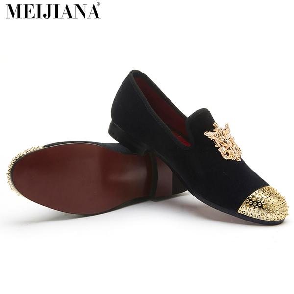 Luxury Handmade Rivet Metal Toe Leather Moccasins - 2 Colors