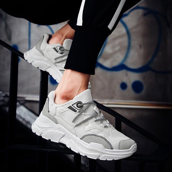 MERCY RX97 Chunky Leather/Mesh Sneakers - White