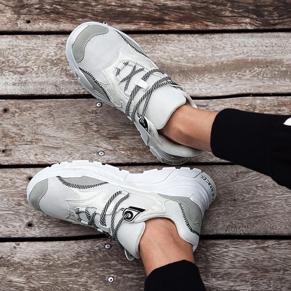 MERCY RX97 Chunky Leather/Mesh Sneakers - White