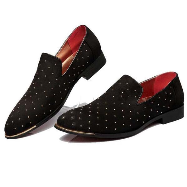 Luxury Leather Rivet Slip-On Shoes