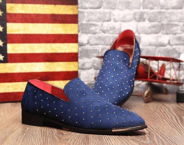 Luxury Leather Rivet Slip-On Shoes